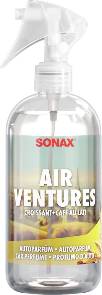 Purškiamas kvapas automobiliui kruasanas ir kava su pienu