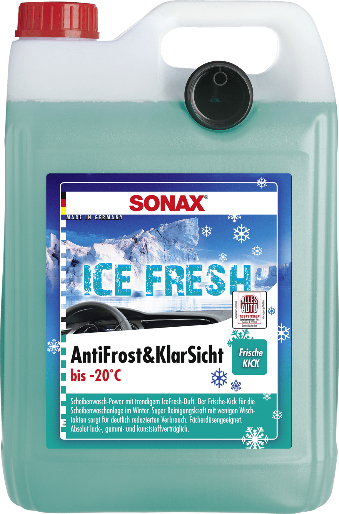 SONAX žieminis langų apiplovimo skystis paruoštas naudojimui "Ice Fresh" -20°C, 5L