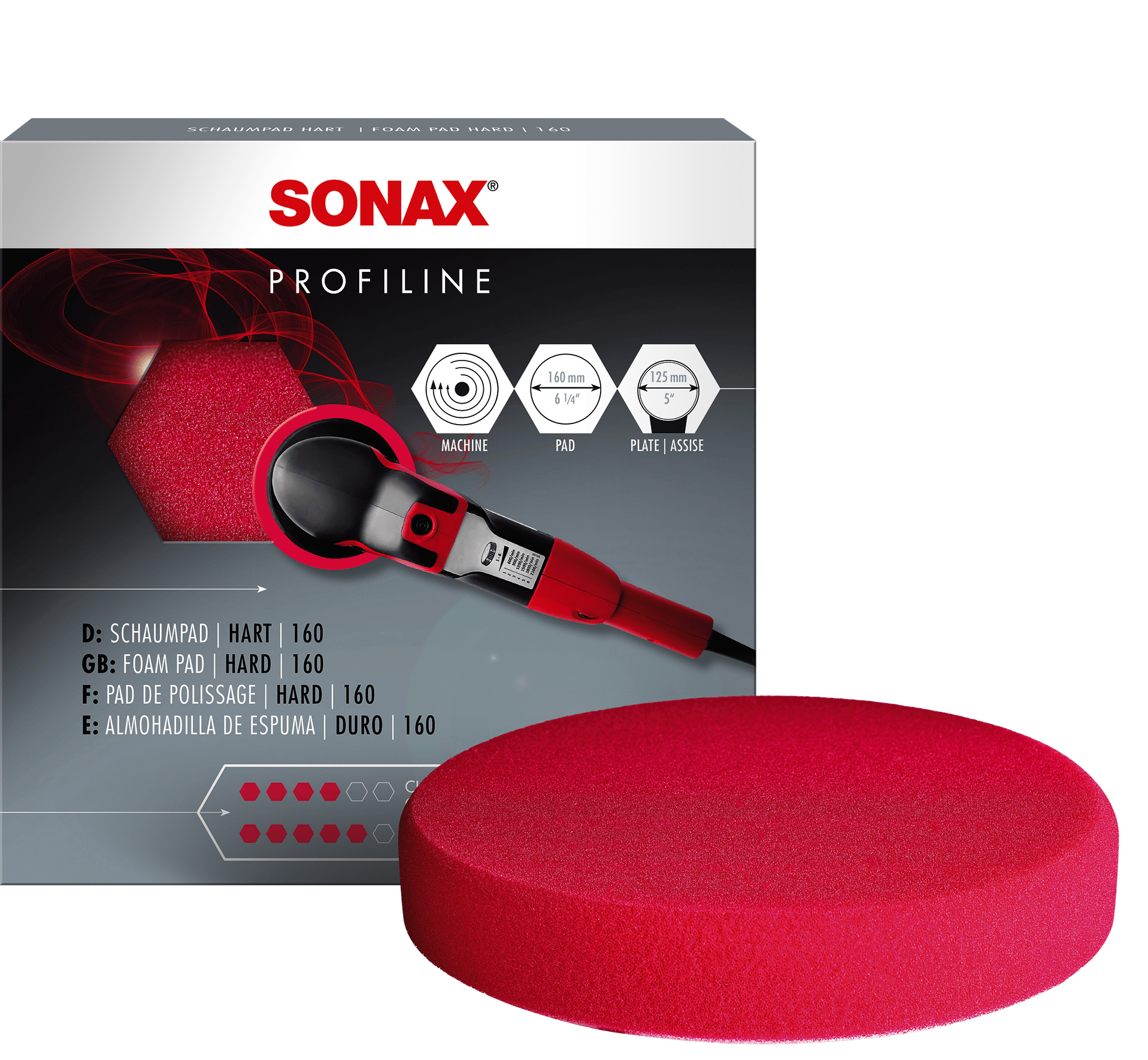 Kietas raudonas poliravimo padas SONAX